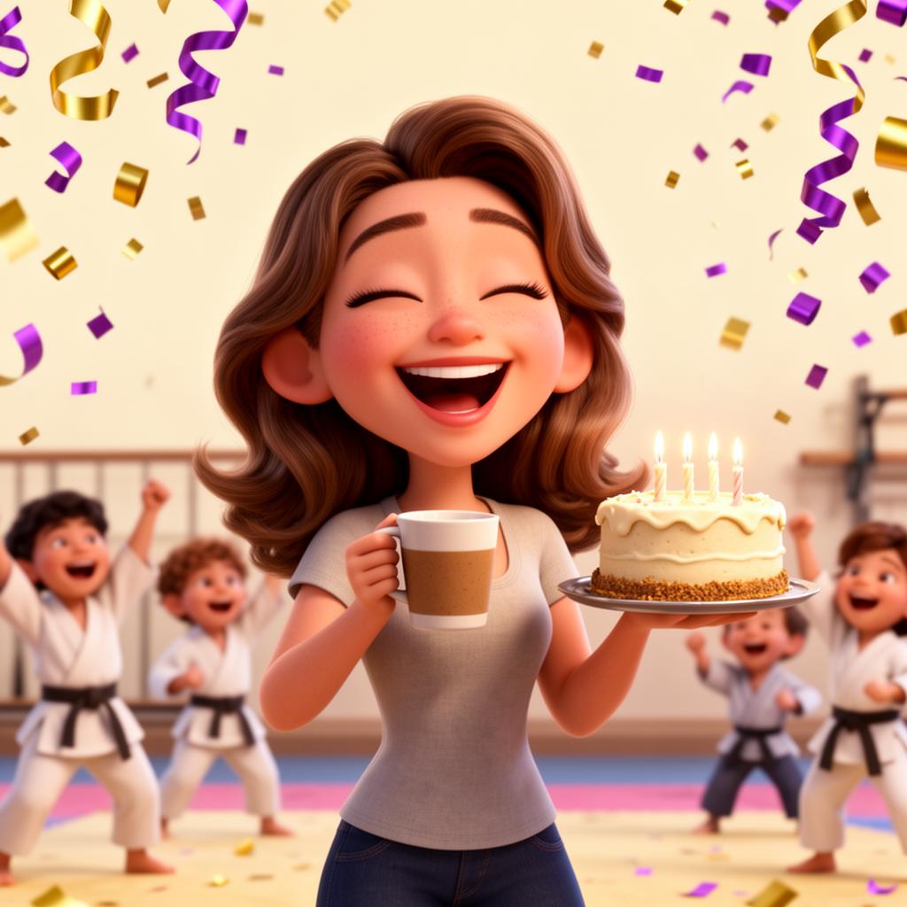 Happy mom enjoying her kid's Star birthday party