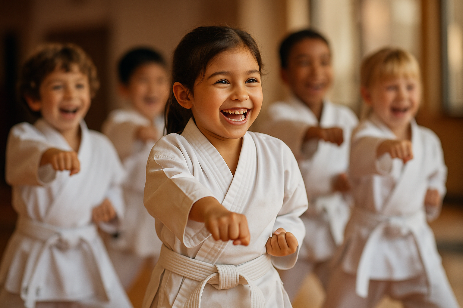 Star Martial Arts kids laughing during class